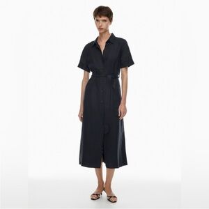 Aritzia Wilfred Eleta Linen Maxi Dress In Dark Night Navy Size S